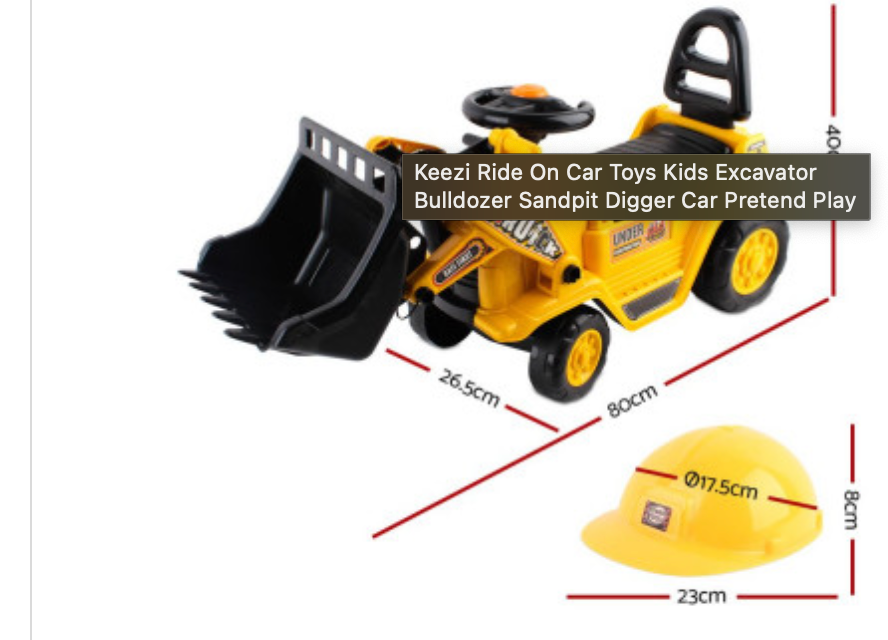 Keezi Ride On Car Toys Kids Excavator Bulldozer Sandpit Digger Car Pretend Play