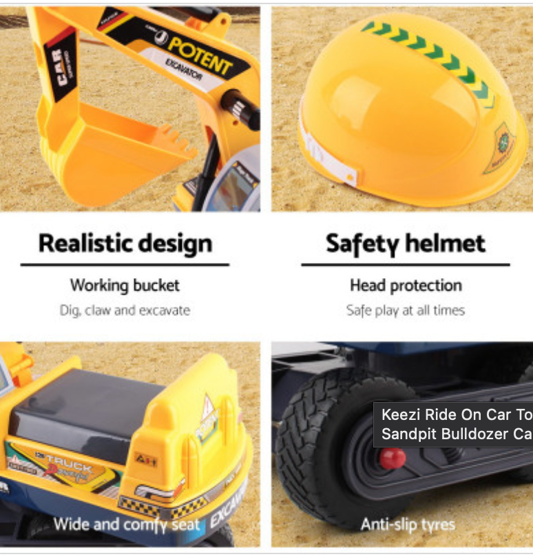 Keezi Ride On Car Toys Kids Excavator Digger Sandpit Bulldozer Car Pretend Play
