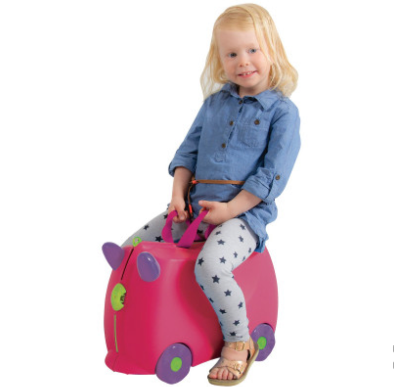 Kiddicare Bon Voyage Kids Ride On Suitcase Luggage Travel Bag Pink