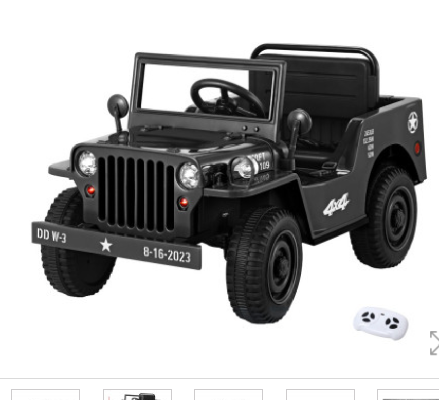 Rigo Kids Electric Ride On Car Jeep Military Off Road Toy Cars Remote 12V Olive and black