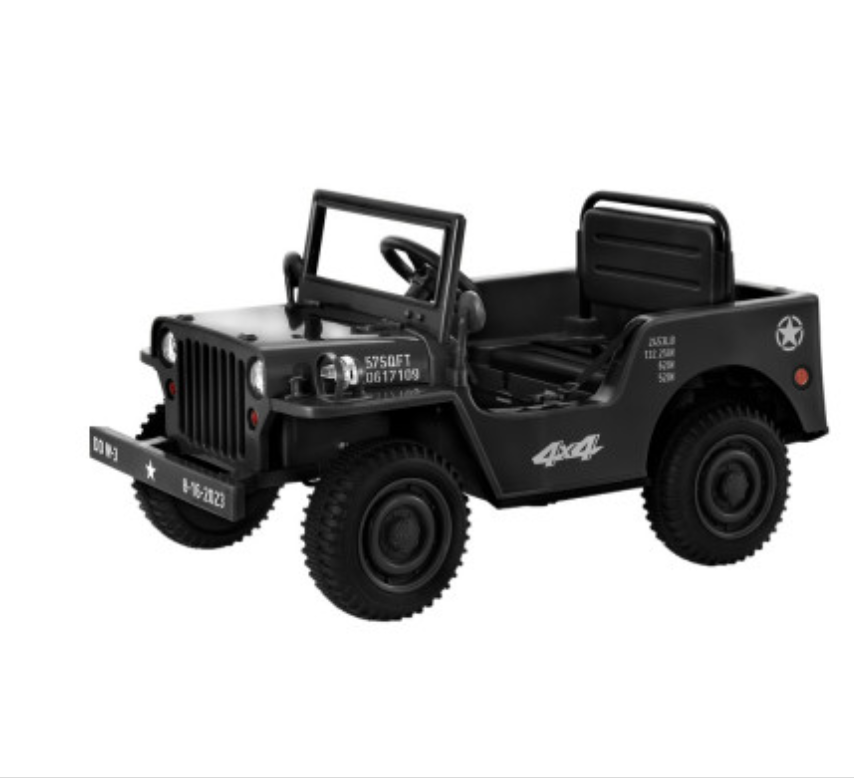 Rigo Kids Electric Ride On Car Jeep Military Off Road Toy Cars Remote 12V Olive and black