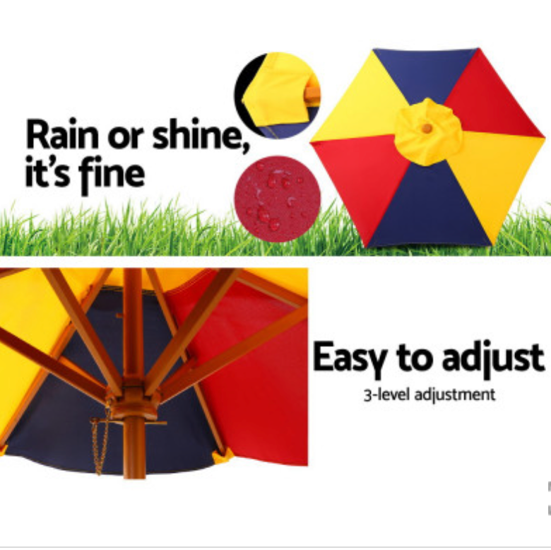 Keezi Kids Wooden Picnic Table Set with Umbrella