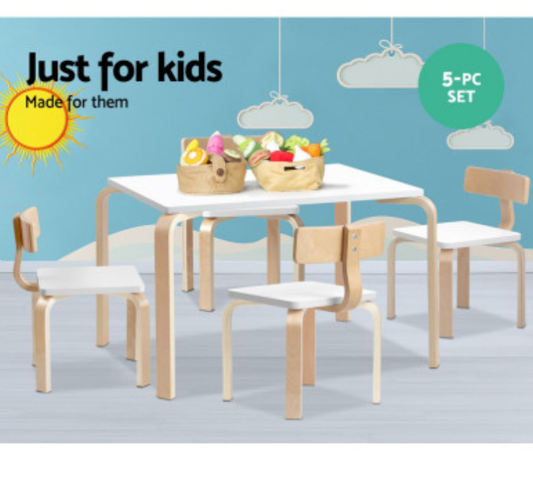 Keezi 5PCS Kids Table and Chairs Set Activity Toy Play Desk