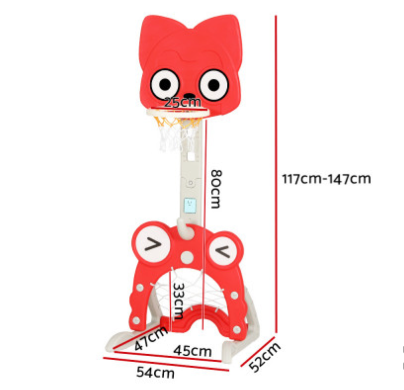 Keezi Kids Basketball Hoop Stand Adjustable 5-in-1 Sports Center Toys Set Red,blue and yellow
