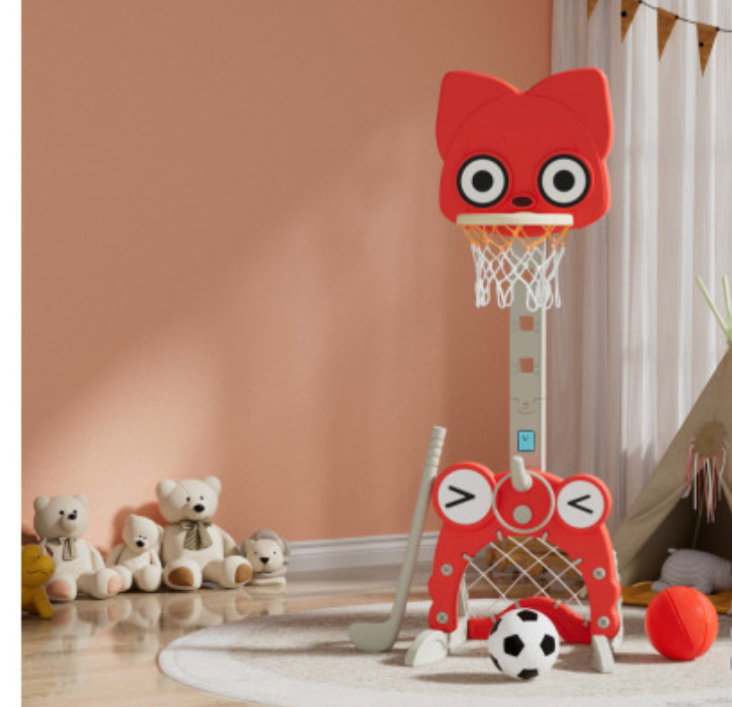 Keezi Kids Basketball Hoop Stand Adjustable 5-in-1 Sports Center Toys Set Red,blue and yellow