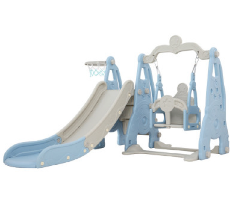 Keezi Kids Slide Swing Set Basketball Hoop Outdoor Playground Toys 170cm Blue and pink