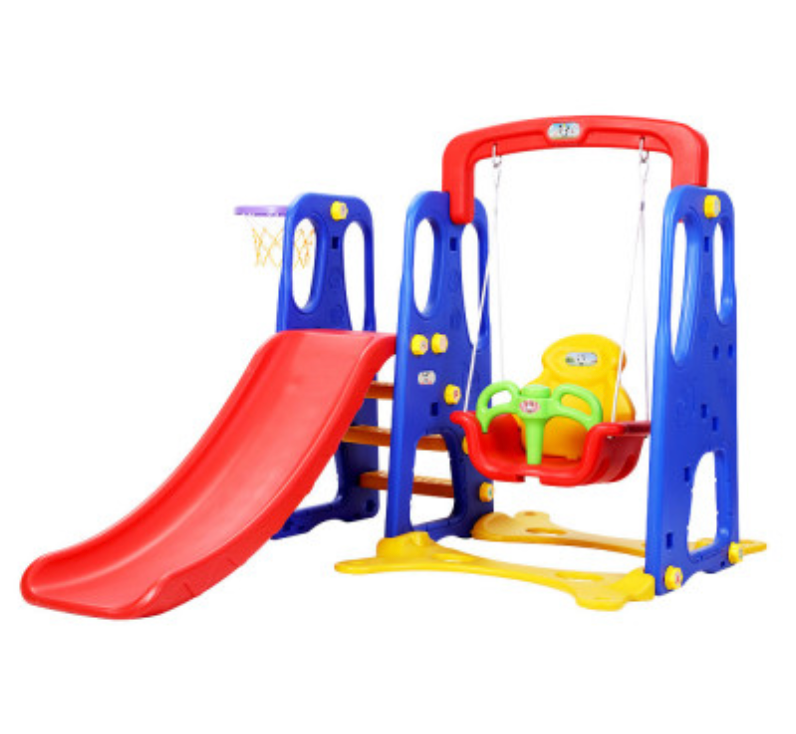 Keezi Kids Slide Swing Set Basketball Hoop Outdoor Playground Toys 120cm Blue