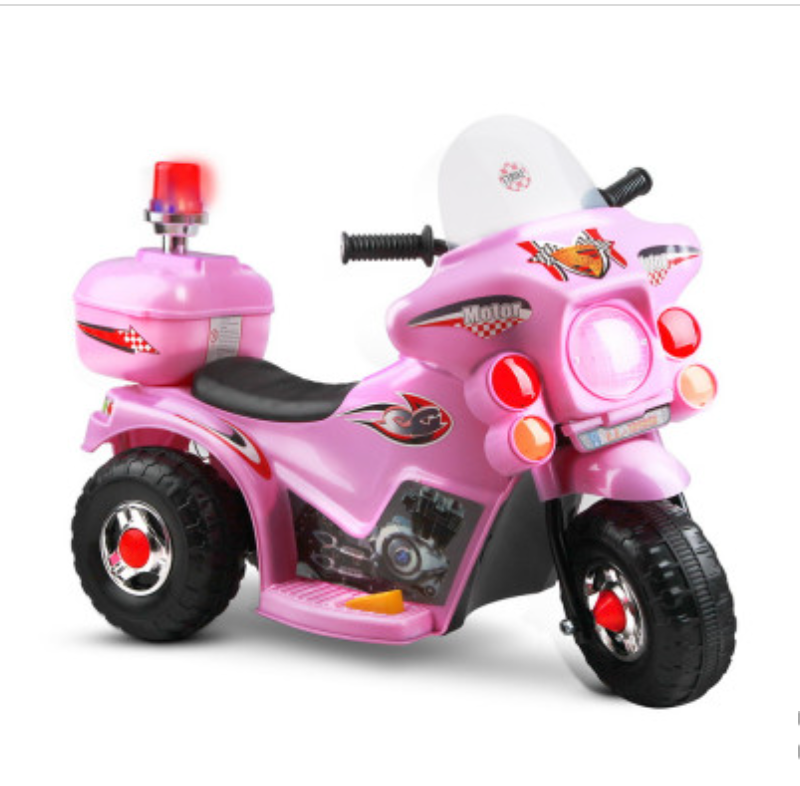 Rigo Kids Electric Ride On Police Motorcycle Motorbike 6V Battery White,black and pink