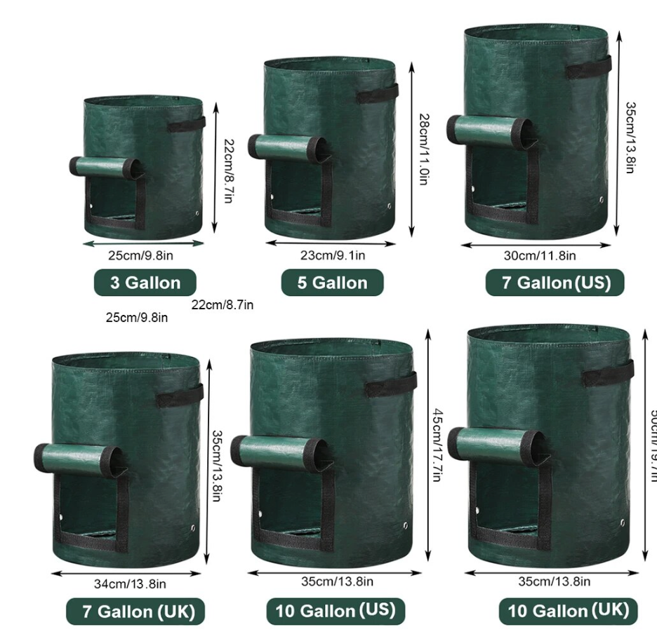 3/5/7/10 Gallon Plant Growing Bags PE Vegetable Grow Bags with Handle Thickened Growing Bag Potato Onion Bag Outdoor Garden Pots