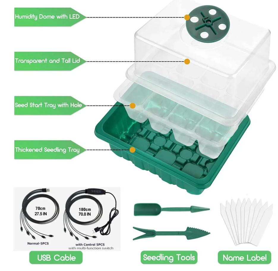 New Full Spectrum LED Growing Lamp Seed Starter Trays Greenhouse Growing Lamp for Indoor Plant Germinating Intelligent Control