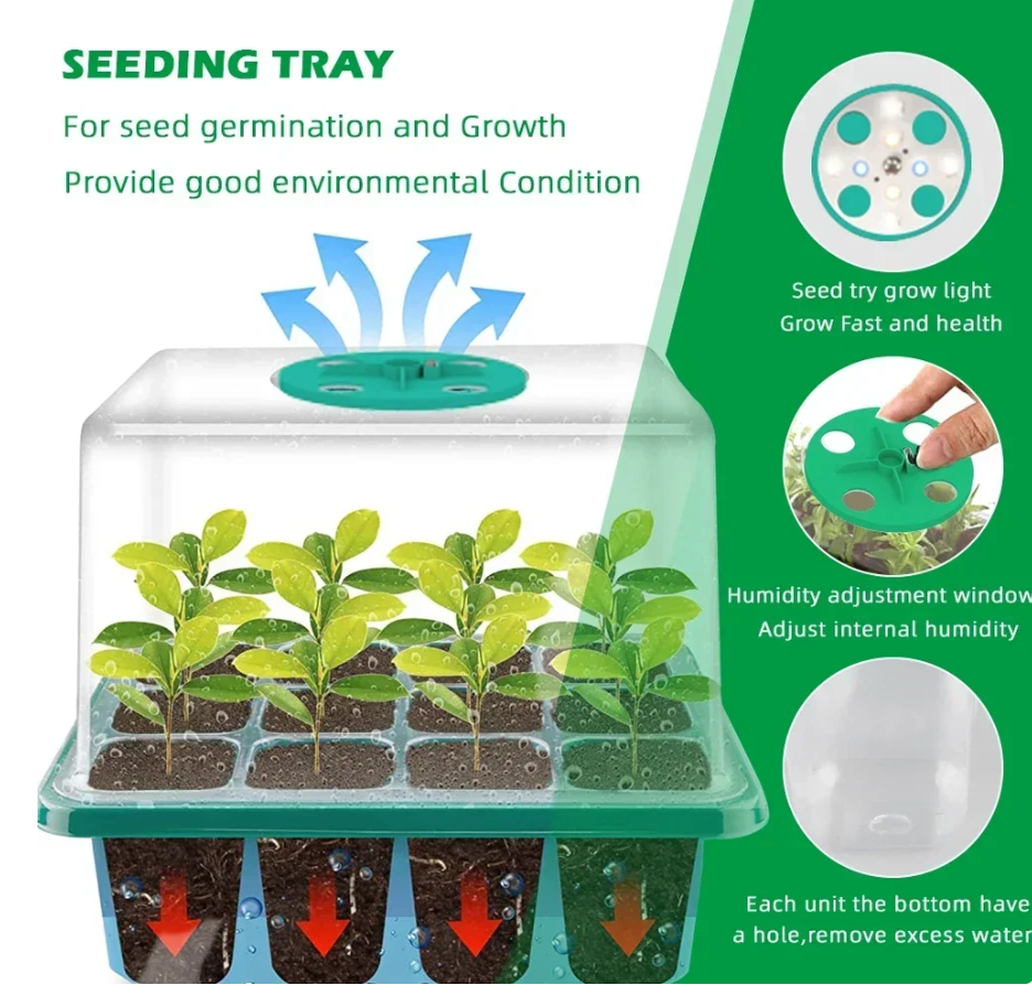 New Full Spectrum LED Growing Lamp Seed Starter Trays Greenhouse Growing Lamp for Indoor Plant Germinating Intelligent Control