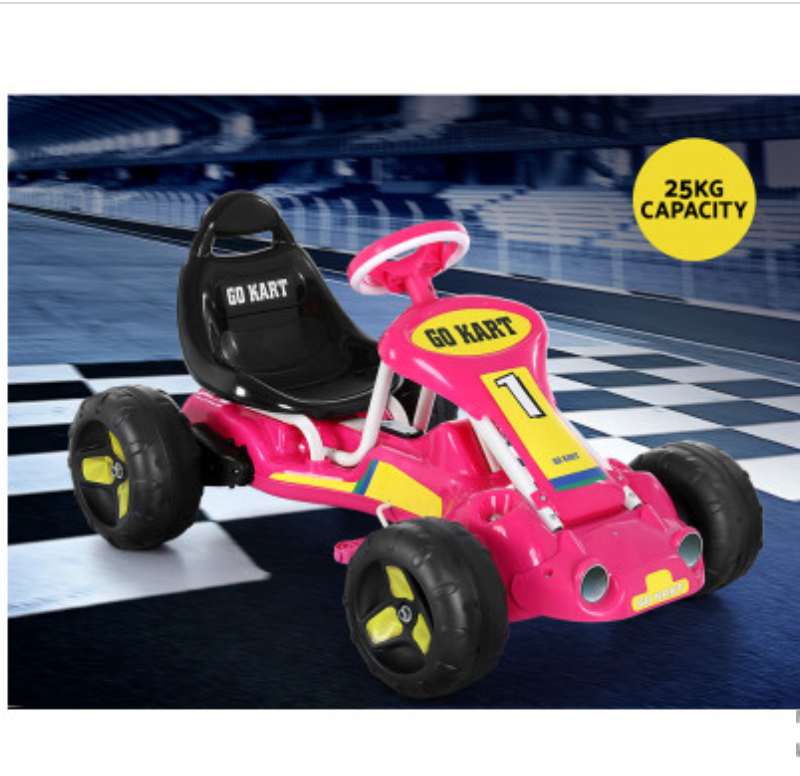 Rigo Kids Pedal Go Kart Ride On Toys Racing Car Plastic Tyre Pink
