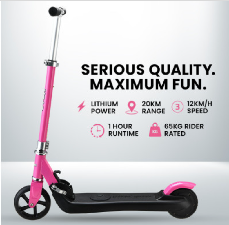 ROVO KIDS Electric Scooter Lithium Ride-On Foldable E-Scooter 125W Rechargeable, Pink