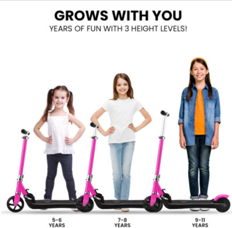 ROVO KIDS Electric Scooter Lithium Ride-On Foldable E-Scooter 125W Rechargeable, Pink