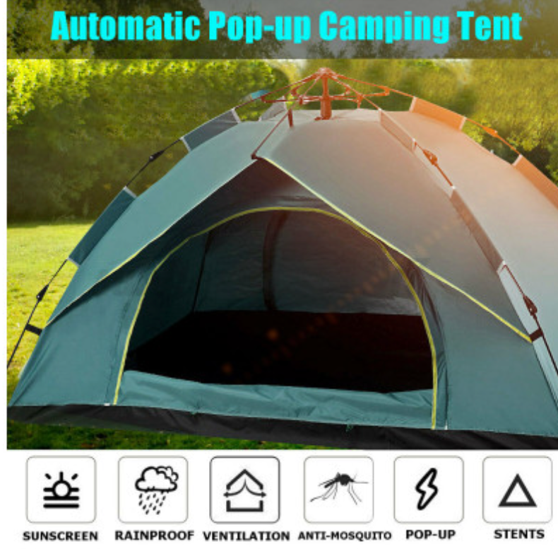 Waterproof Automatic Camping Tent 3-5 Person Come with Moisture Proof Pad(Green)