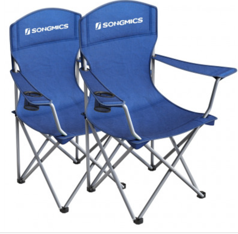 SONGMICS Set of 2 Folding Camping Outdoor Chairs Blue