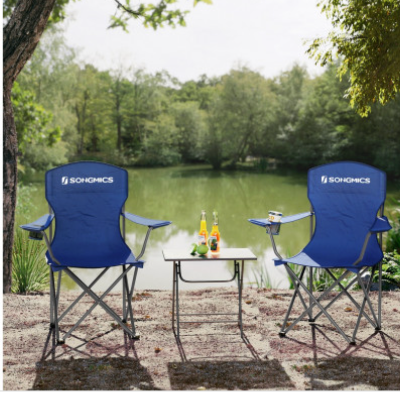 SONGMICS Set of 2 Folding Camping Outdoor Chairs Blue