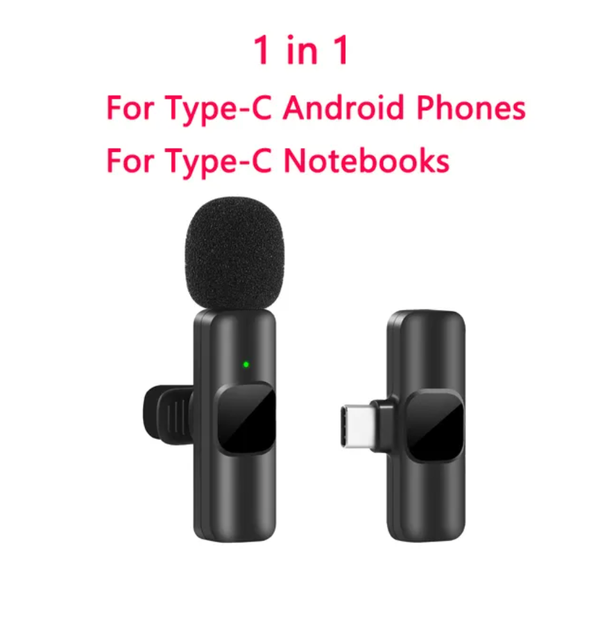 New Wireless Lavalier Microphone Portable Audio Video Recording Mini Mic for iPhone Android Live Broadcast Gaming Phone Mic