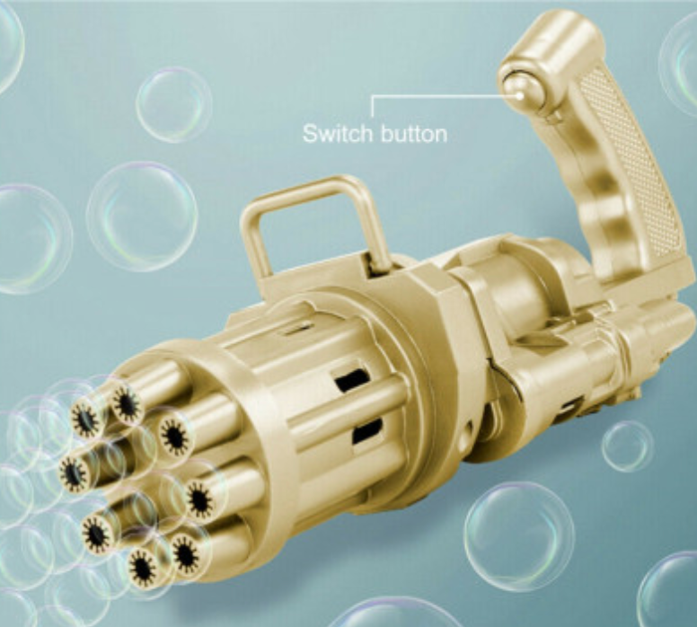 Kids Toys Automatic Gatling Bubble Gun Summer Soap Water Bubble Machine