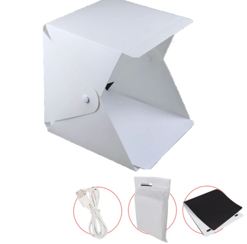 Portable Folding 23cm/9" Lightbox Photography LED Light Room Photo Studio Light Tent Soft Box Backdrops for Digital DSLR Camera