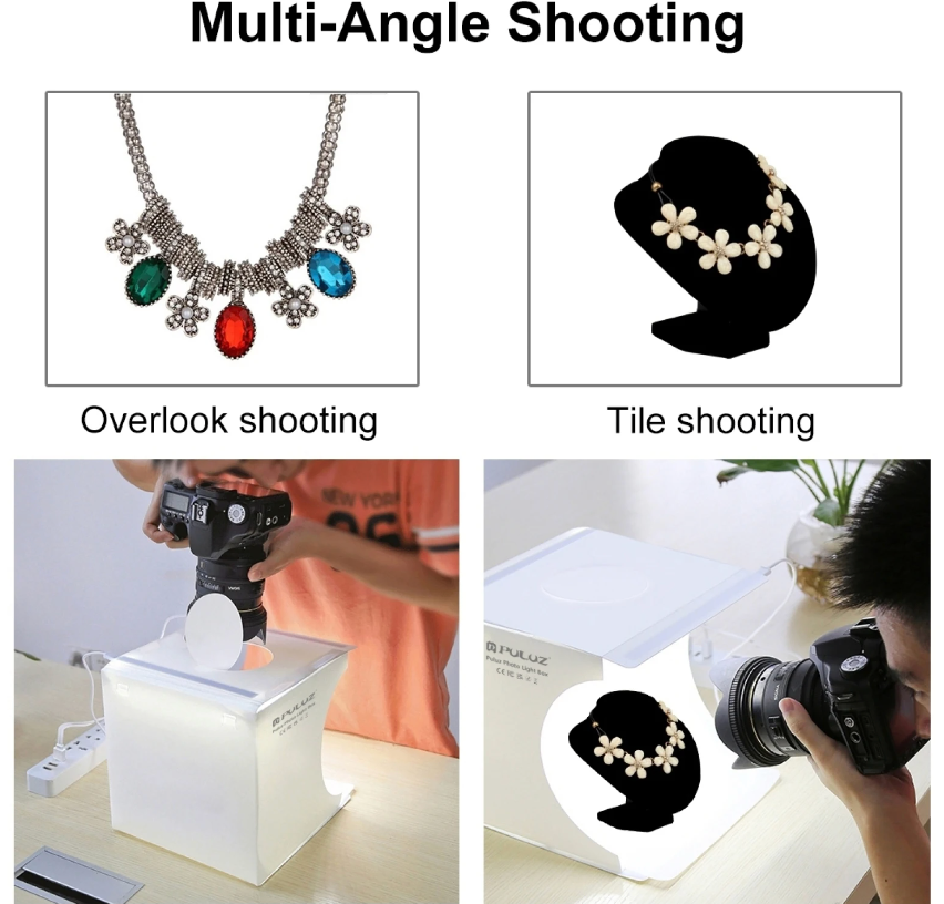 Profession Mini Folding Lightbox Photography Photo Studio Softbox 2 LED Light Soft Box Photo Background Kit for DSLR Camera