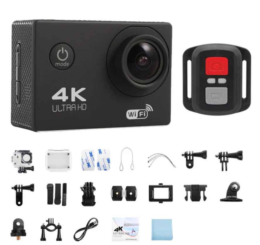Action Camera Ultra HD 4K/30fps WiFi 2.0-inch 170D Underwater Waterproof Helmet Video Recording Cameras Sport Cam