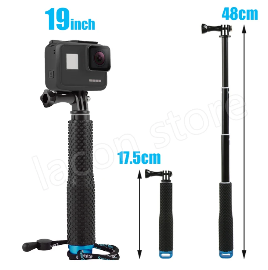 19 Inch Selfie Stick Diving Monopod for GoPro Hero 6 5 7 8 9 10 Black Tripod Session Action Camera Selfie Stick for Go Pro