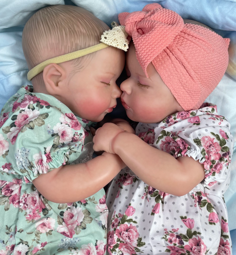 50CM Finished Reborn Baby Dolls LouLou Twins Girl Lifelike Silicone Vinyl Newborn 3D Skin Visible Veins DIY Toys For Girls