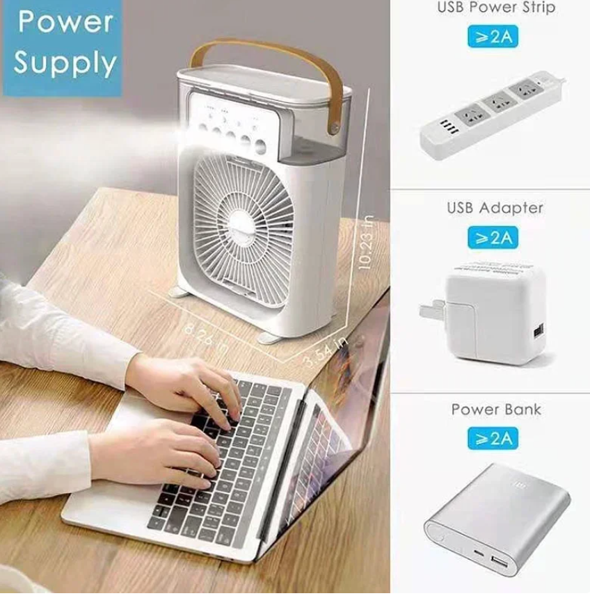 3 In 1 Fan AIr Conditioner Household Small Air Cooler LED Night Light Portable Humidifier Air Adjustment Fan Office Home Fan New
