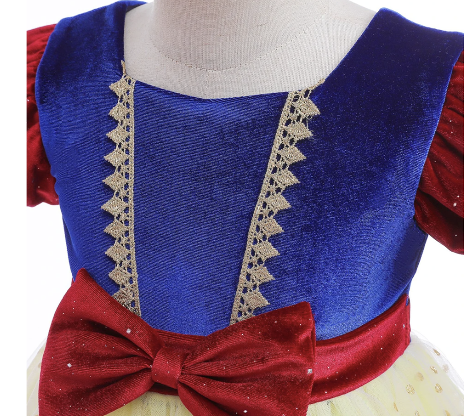 Snow White Costume for Kids Halloween Princess Cosplay Disguise Movie Birthday Party Clothing Girls Role Play Bowknot Dress