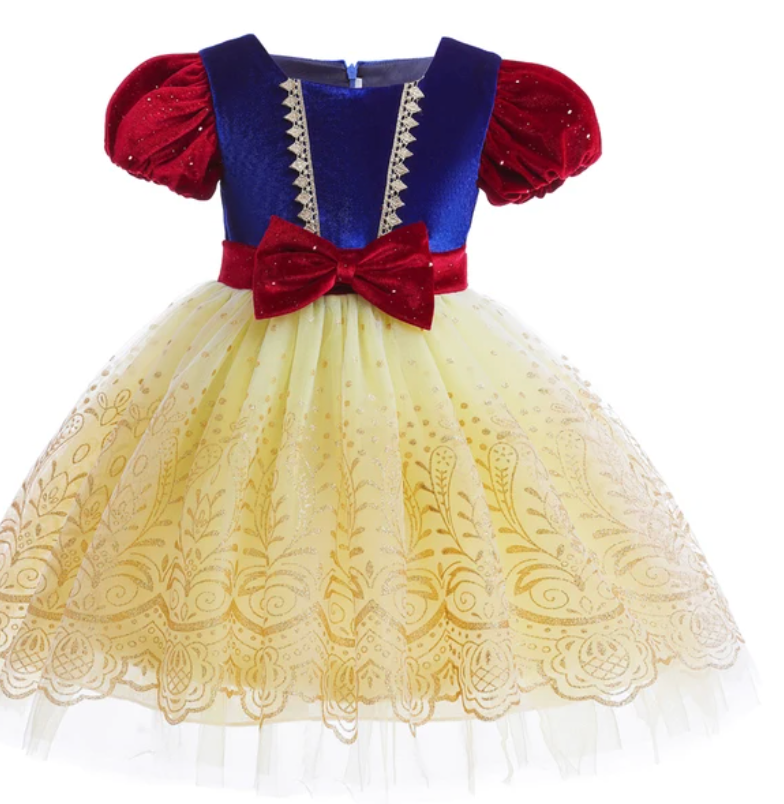 Snow White Costume for Kids Halloween Princess Cosplay Disguise Movie Birthday Party Clothing Girls Role Play Bowknot Dress