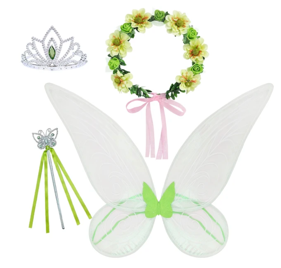 Girls Tinker Bell Costume Kid Green Fairy Princess Fancy Tinkerbell Dress Birthday Party Halloween Cosplay Spirit Outfits 2-10