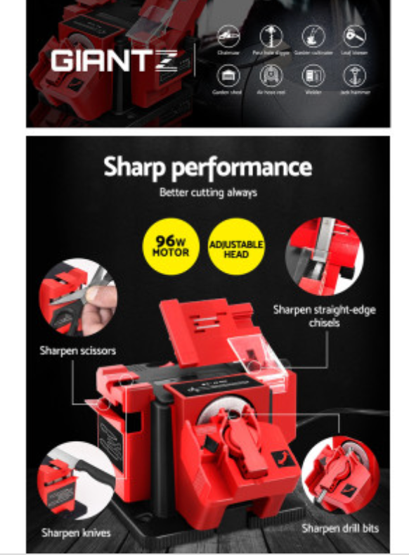 Giantz Tool Sharpener 96W Electric Drill Bit Knife Scissor Chisel Planer Grinder