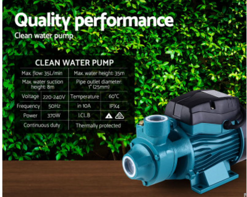 Giantz Peripheral Water Pump Garden Boiler Car Wash Auto Irrigation House QB60