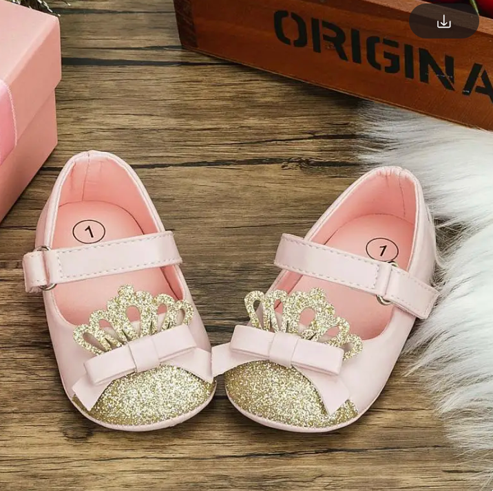 Newborn Baby Girl Shoes Infant Princess Dress Shoes Bling Pu Non-Slip Soft Sole Rubber Toddler Loafers Flat Toddler First Wal