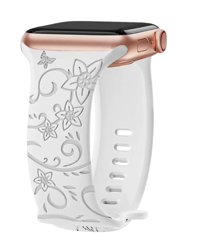 Strap For Apple Watch Band 44mm 42mm 41mm 40mm 45mm 49mm 44 mm Floral Engraved bracelet correa iwatch series 9 7 SE 6 8 Ultra 2
