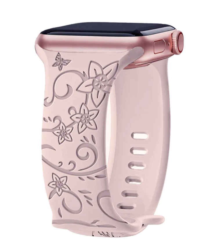 Strap For Apple Watch Band 44mm 42mm 41mm 40mm 45mm 49mm 44 mm Floral Engraved bracelet correa iwatch series 9 7 SE 6 8 Ultra 2