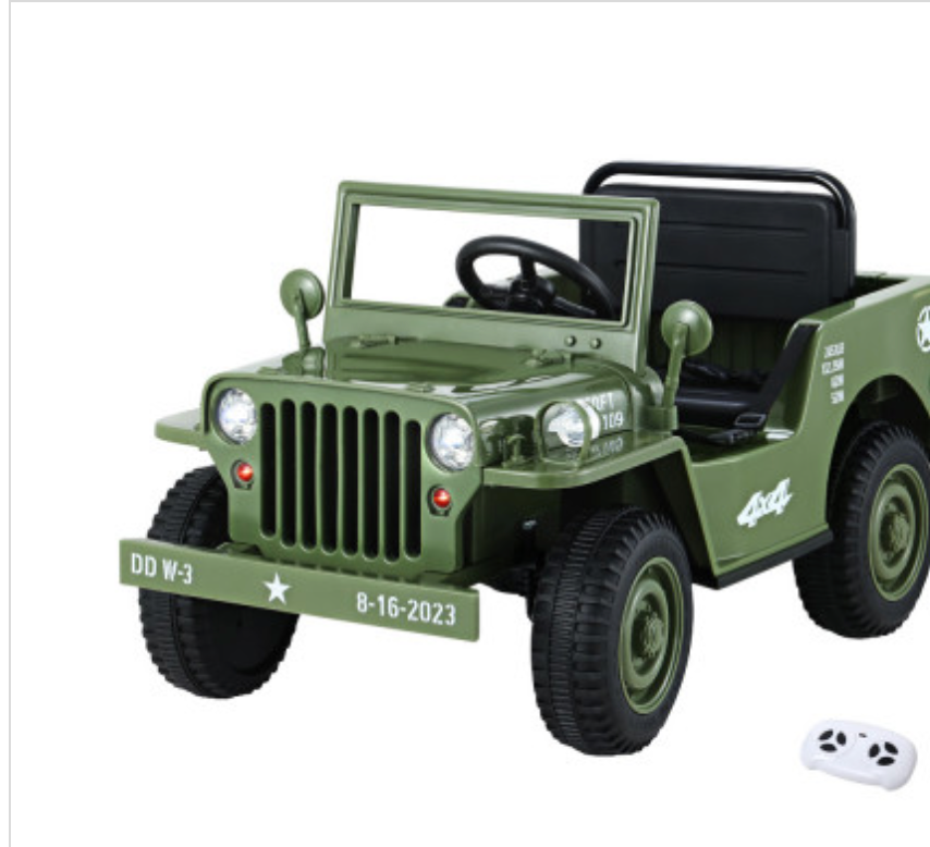 Rigo Kids Electric Ride On Car Jeep Military Off Road Toy Cars Remote 12V Olive and black