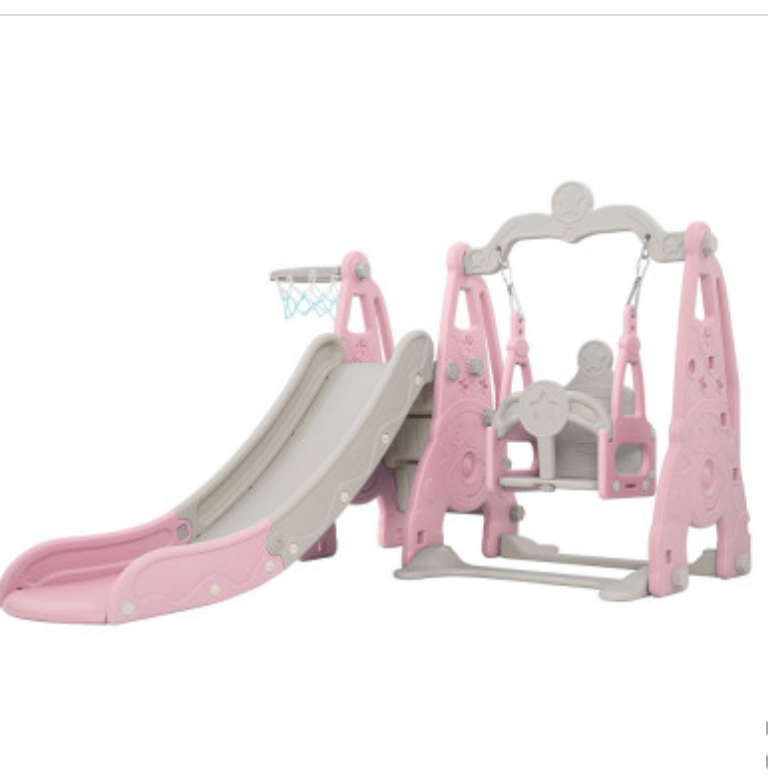 Keezi Kids Slide Swing Set Basketball Hoop Outdoor Playground Toys 170cm Blue and pink