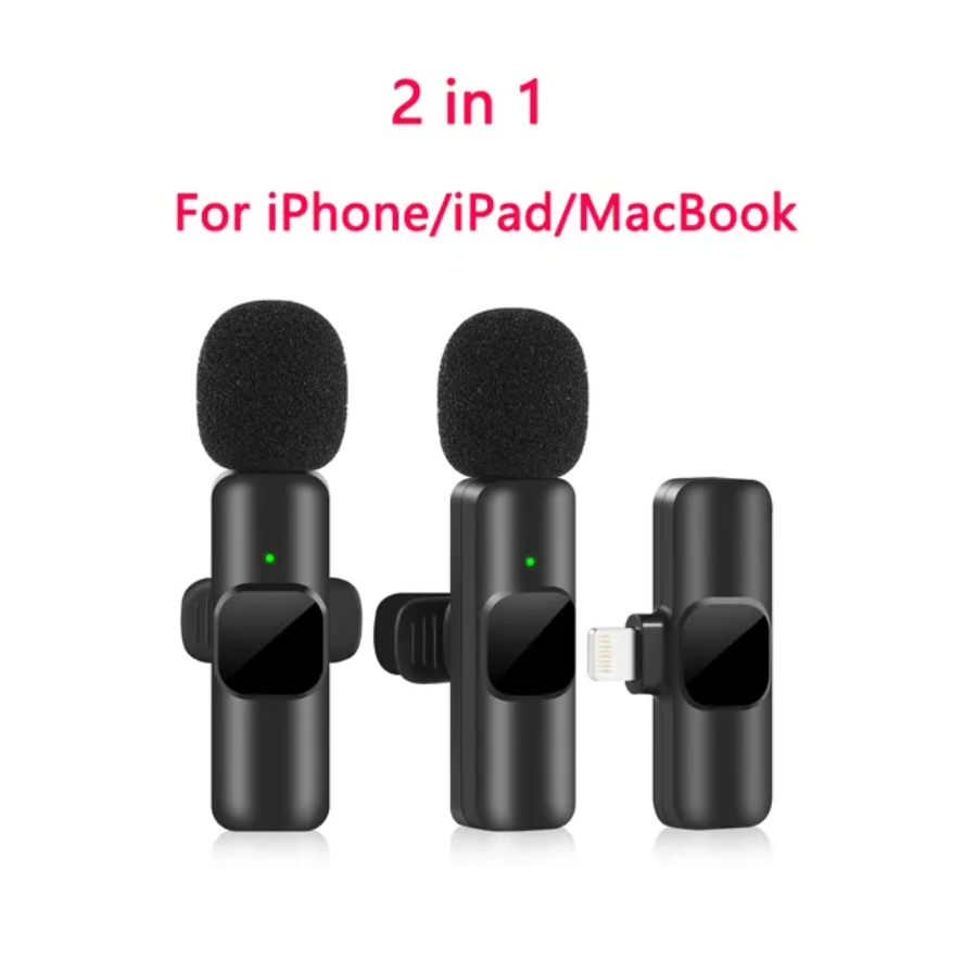 New Wireless Lavalier Microphone Portable Audio Video Recording Mini Mic for iPhone Android Live Broadcast Gaming Phone Mic