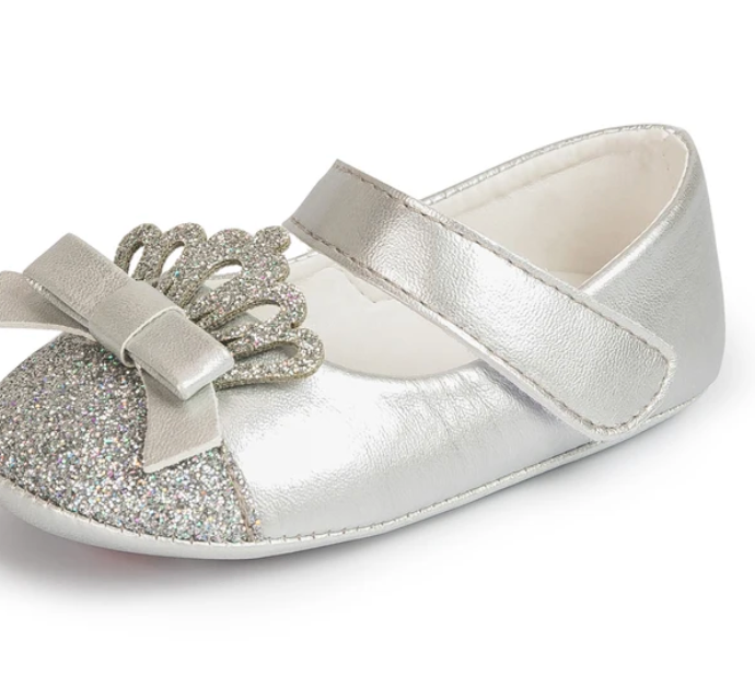 Newborn Baby Girl Shoes Infant Princess Dress Shoes Bling Pu Non-Slip Soft Sole Rubber Toddler Loafers Flat Toddler First Wal