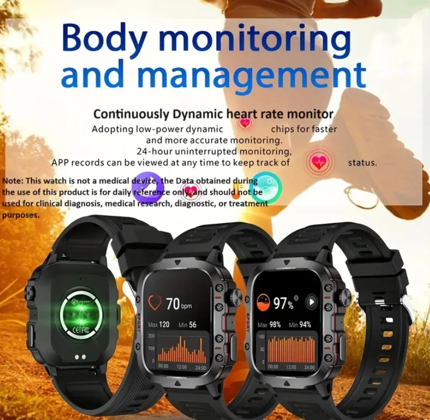 Military Outdoor Men's Smart Watch Fitness Track Weather AI Voice 100+ Sports Modes 420mAh SmartWatch New 2023 For Android IOS