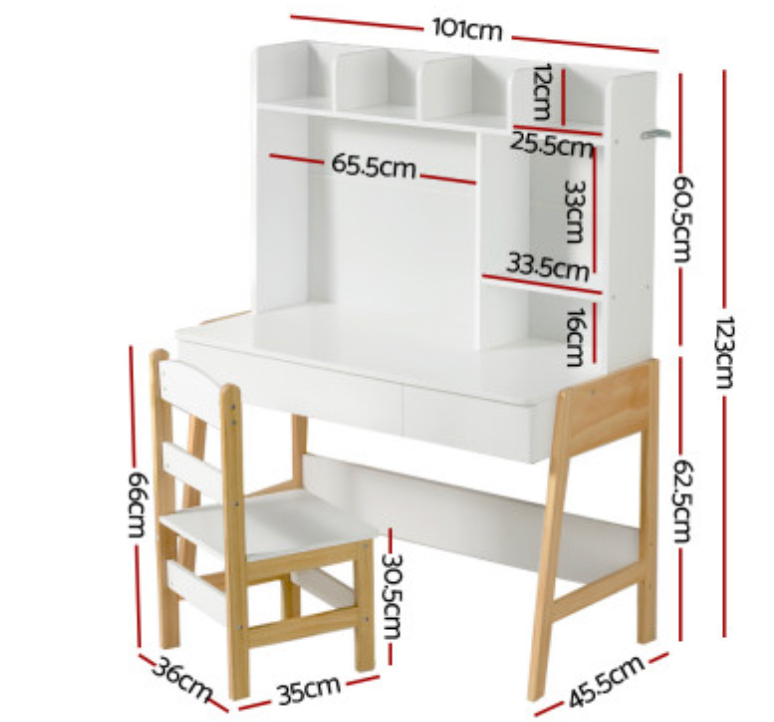 Keezi 2PCS Kids Table and Chairs Set Study Activity Toys Storage Desk Drawer