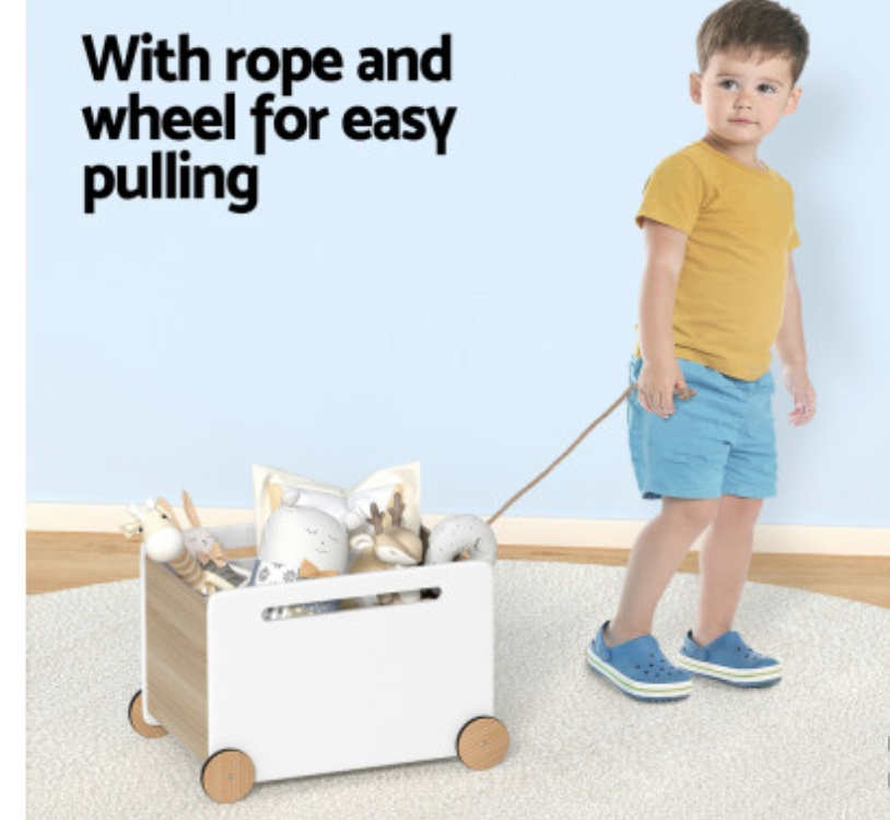 Keezi Kids Toy Box Container Children Chest Storage Clothes Organiser Wheels