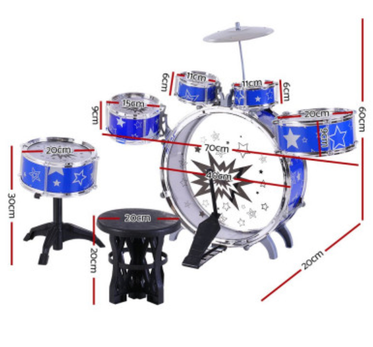 Keezi 11 Piece Kids Drum Set