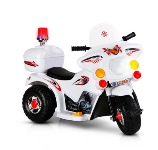 Rigo Kids Electric Ride On Police Motorcycle Motorbike 6V Battery White,black and pink