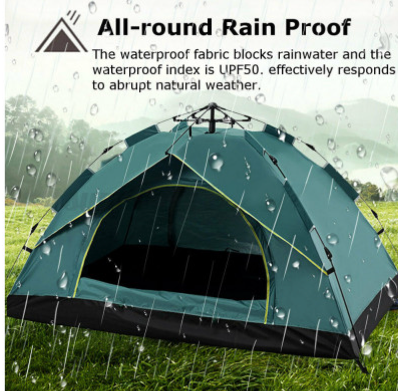 Waterproof Automatic Camping Tent 3-5 Person Come with Moisture Proof Pad(Green)