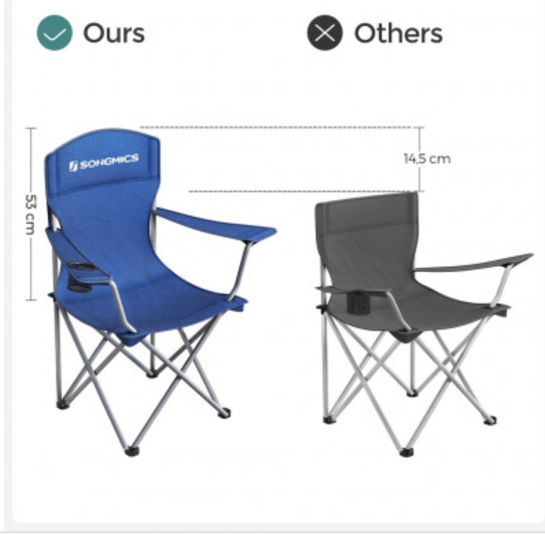 SONGMICS Set of 2 Folding Camping Outdoor Chairs Blue