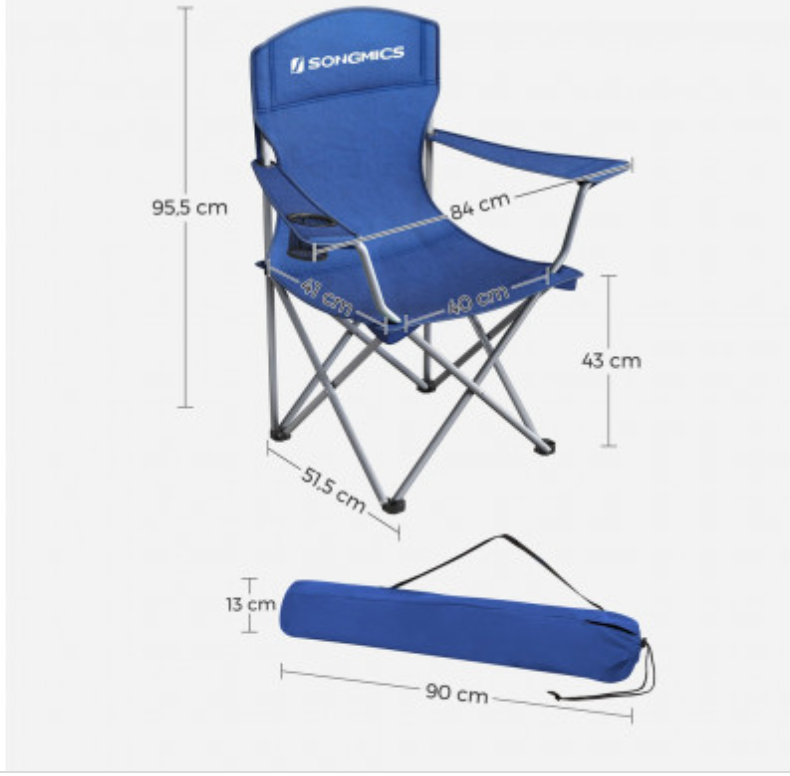 SONGMICS Set of 2 Folding Camping Outdoor Chairs Blue