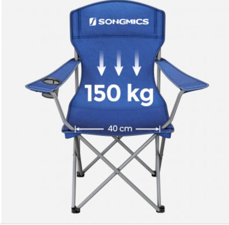 SONGMICS Set of 2 Folding Camping Outdoor Chairs Blue